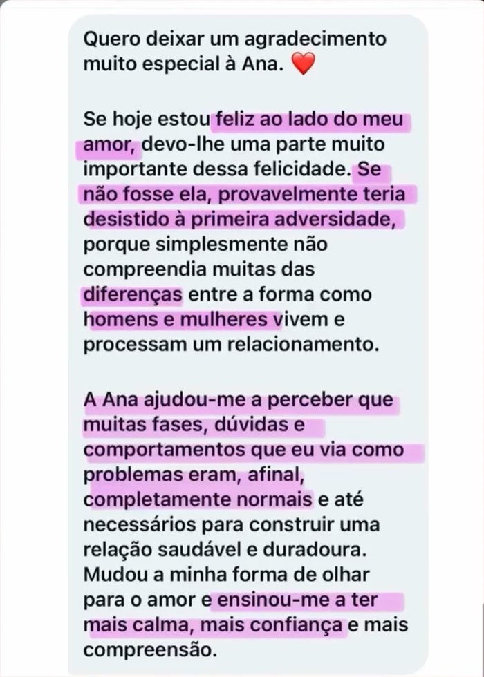 Depoimento: agradecimento muito especial Ã  Ana