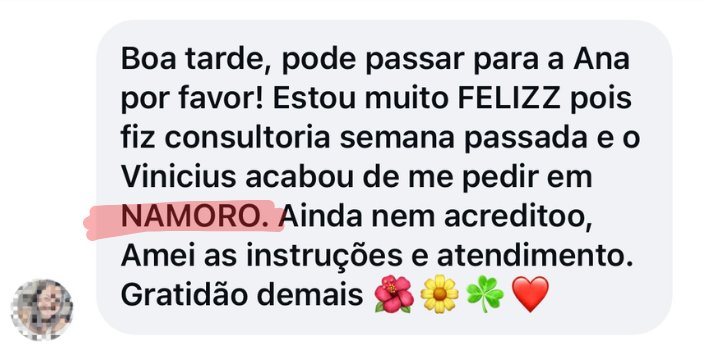 Depoimento: o Vinicius me pediu em namoro uma semana apÃ³s a consultoria